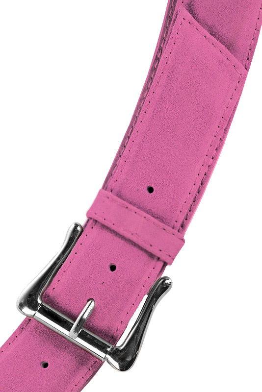 Shocking pink women's dress belt, matching pumps and bags. Made to measure. Top view - Florence KOOIJMAN